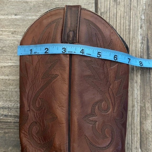 DAN POST COWBOY BOOTS WINGTIP BROWN STITCHED LEATHER, #16782 SIZE 9D, VINTAGE - Picture 10 of 12